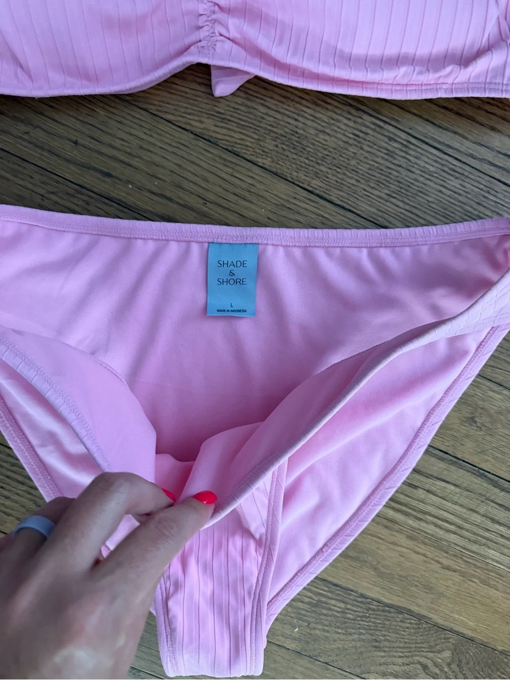 Shade & Shore Pink Ribbed Bikini Set